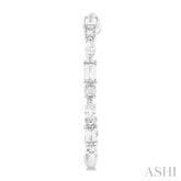 1 1/6 ctw Inside & Outside Mixed Diamond Cut Fashion Open Hoop Earrings in 14K White Gold
